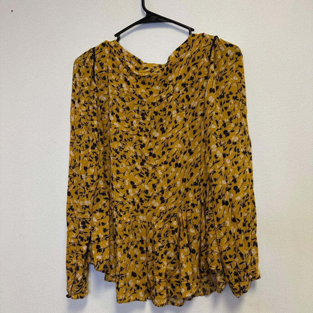 Maeve By Anthropologie Golden Yellow Cheyanne Floral Long Sleeve Blouse Top XS - Picture 2 of 5